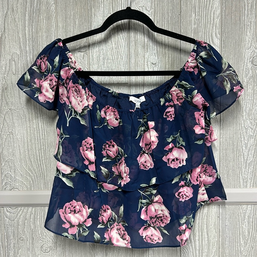 NWT Lucy Paris Size M Off The Shoulder Sheer Crop Top With Built in Bralette